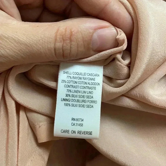 BCBG Max Azria Blush Pink Silk Feather Dress Sz 4 - Picture 8 of 9